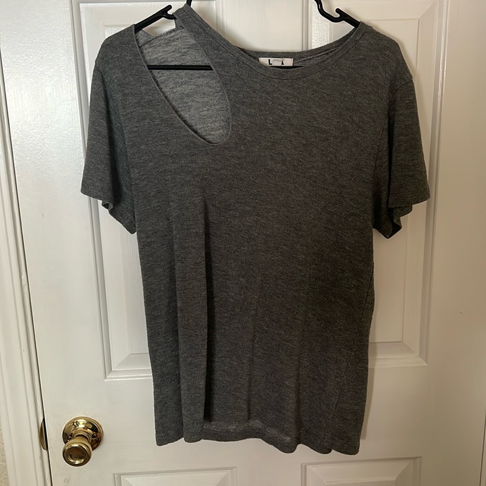 LNA grey top with slit from revolve